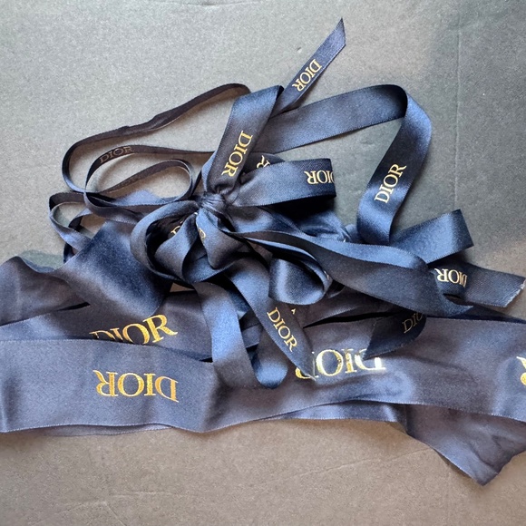 Dior White & Navy Satin Branded Ribbons - Picture 2 of 5